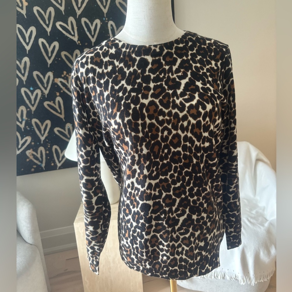 J. Crew Leopard Pattern Crew Neck Sweater
